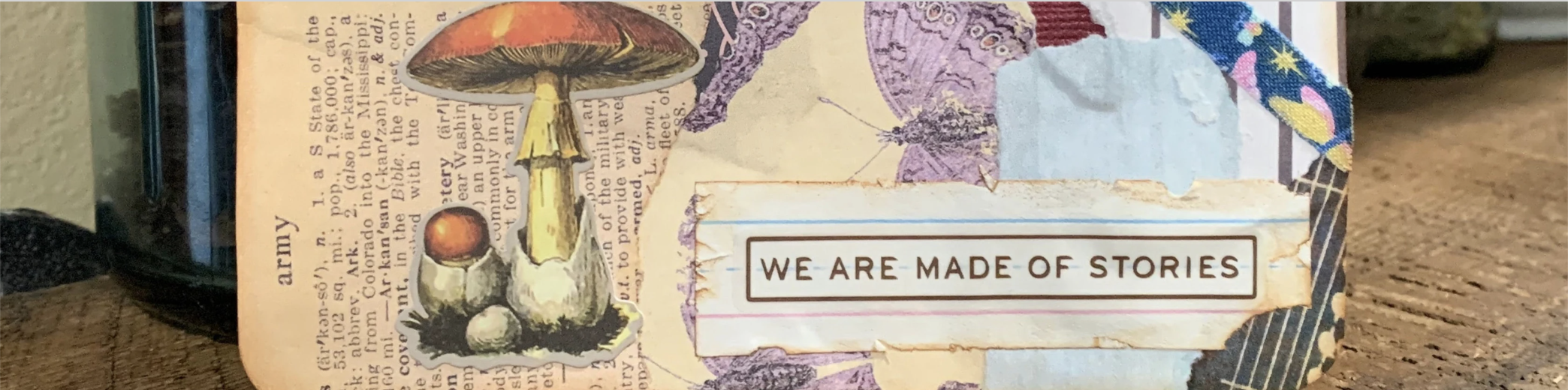Vintage scrapbook materials banner